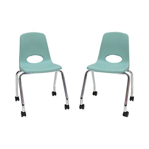 18" Mobile Chair with Casters, 2-Pack - Seafoam