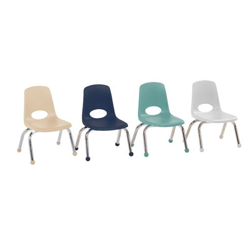 10" Stack Chair with Ball Glides, 4-Piece - Light Gray-Navy-Sand-Seafoam