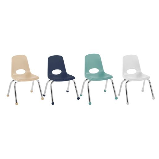 12" Stack Chair with Ball Glides, 4-Piece - Light Gray-Navy-Sand-Seafoam