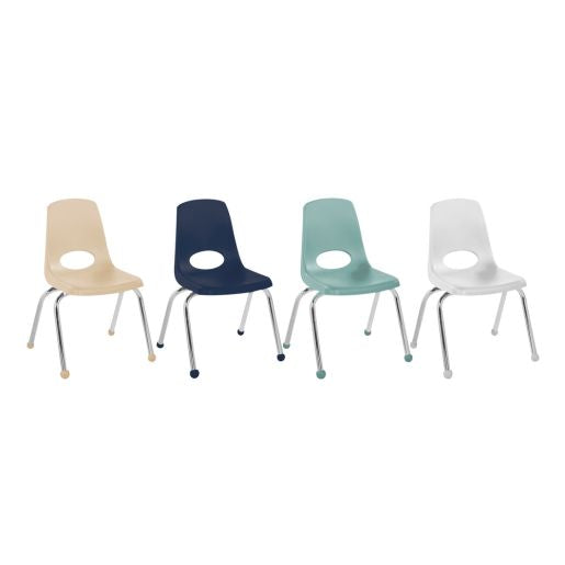 14" Stack Chair with Ball Glides, 4-Piece - Light Gray-Navy-Sand-Seafoam