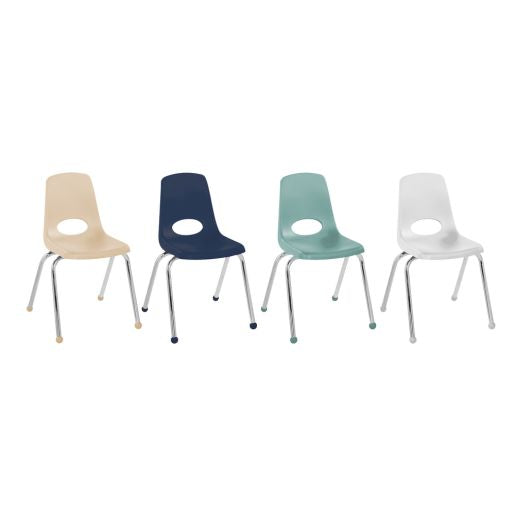 16" Stack Chair with Ball Glides, 4-Piece - Light Gray-Navy-Sand-Seafoam