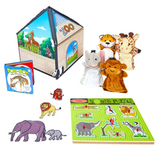 Felt Zoo Set with Books - 4 items, 64 pieces