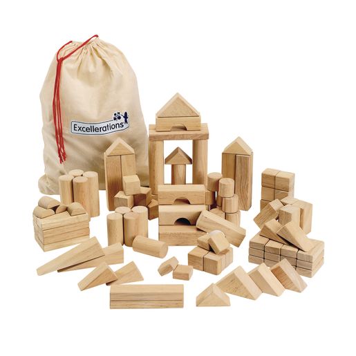 Excellerations® Sustainably Harvested Rubberwood Tabletop Unit Blocks - 110 Piece Set