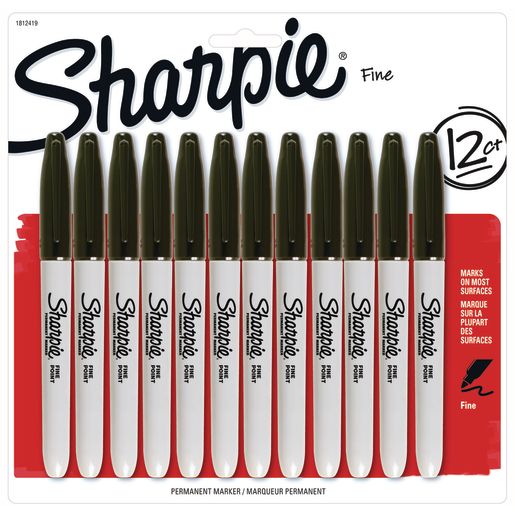 Sharpie® Black Permanent Fine-Tip Markers - Set of 12