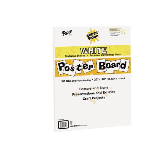 Economy Weight White Poster Board - 50 Sheets