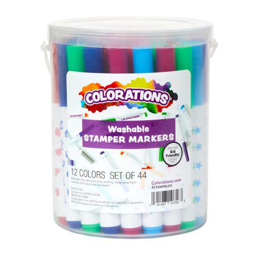 Colorations® Washable Marker Stamper Bucket - 44 Pieces