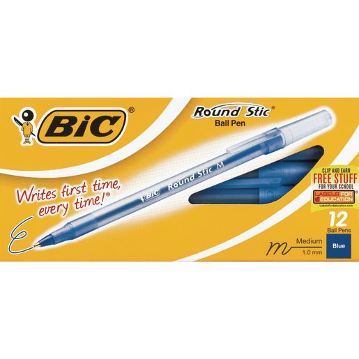 Bic® Round Stic® Blue Medium Point Pens - Set of 12
