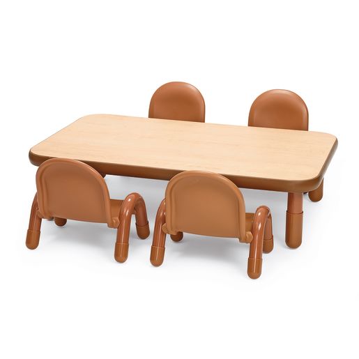 Angeles® BaseLine® Rectangular Toddler Table & Chair Set - 48"L x 30"W x 12"H w-4 Chairs, Natural