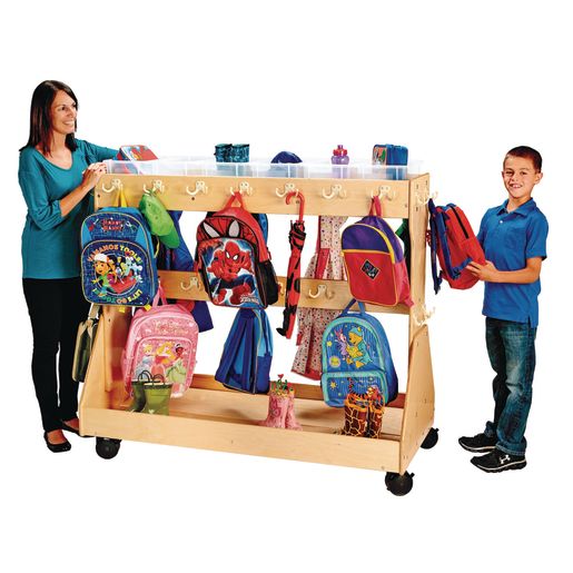 Mobile Backpack Cart - with Clear Cubbie-Trays