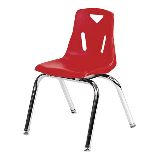 Single 14" Stacking Chairs with Chrome Legs - Red