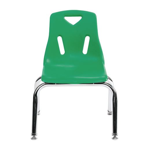 Single 14" Stacking Chairs with Chrome Legs - Green