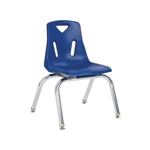 Single 10" Stacking Chairs with Chrome Legs - Blue