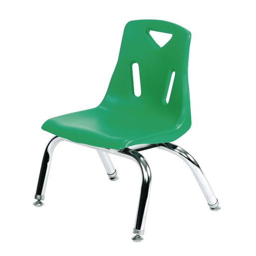 Single 10" Stacking Chairs with Chrome Legs - Green