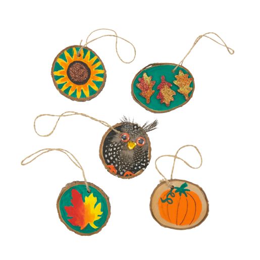 Colorations® Natural Wood Slices, Pre-Drilled - Set of 24 with Twine