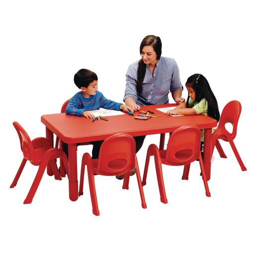 Angeles® MyValue™ Set - 28" x 48" Table with 6, 11"H Chairs Red