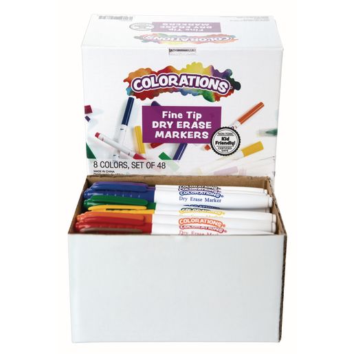 Colorations® Dry Erase Markers Fine Tip Value Pack - Set of 48
