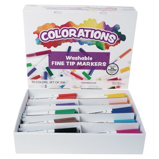 Colorations® Washable Fine Tip Marker Classroom Value Pack - Set of 200