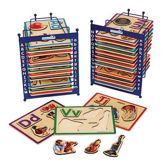 Alphabet Puzzle Set of 26 with 2 Anti-Slide Puzzle Storage Racks