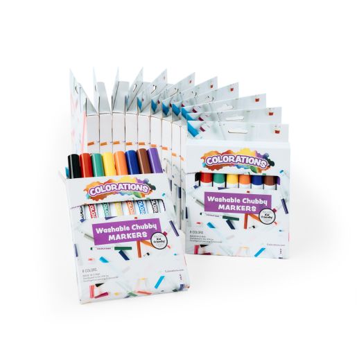 Colorations® Chubby Markers, 8 Colors, 12 Packs