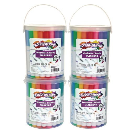 Colorations® 4 Chubby Marker Buckets, 44 in each, 176 total, 11 colors