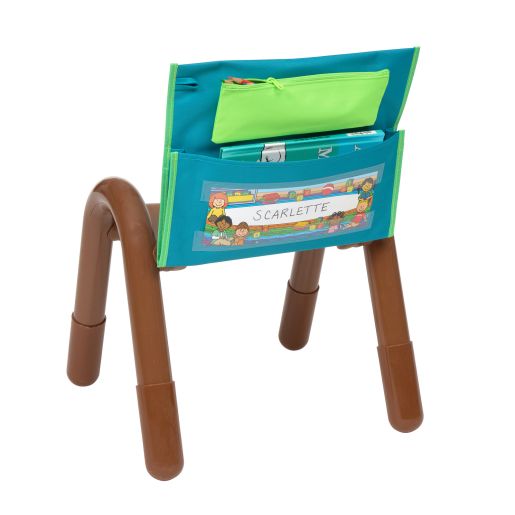 Early Childhood Deluxe Chair Pockets with Pencil Case- 6 Pack - Turquoise-Lime