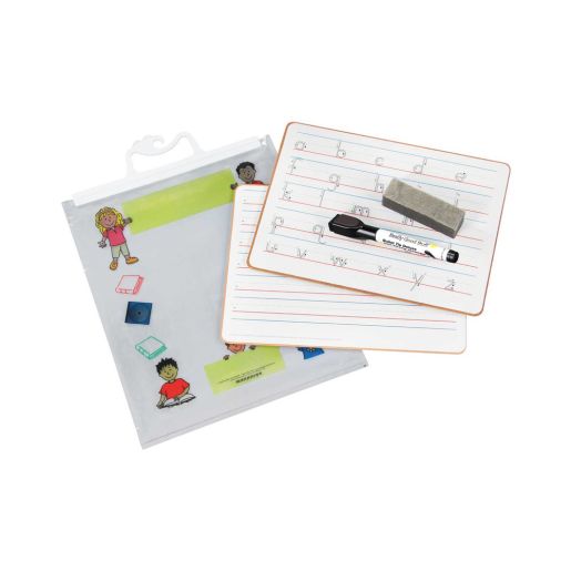 Really Good Stuff® On-the-Go Pre-Writing Dry Erase Kit - 2 reversible boards, 1 marker, 1 eraser, handle bag