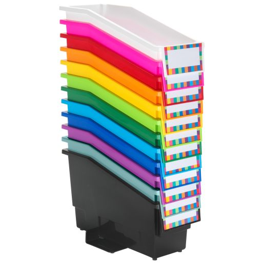 Durable Book And Binder Holders With Stabilizer Wings - 12-Pack Rainbow