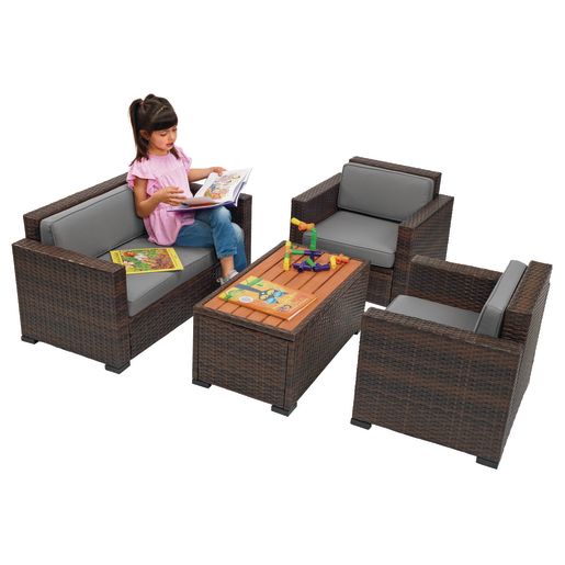 Excellerations® Outdoor Wicker Furniture 4-Piece Set (Preschool Height)