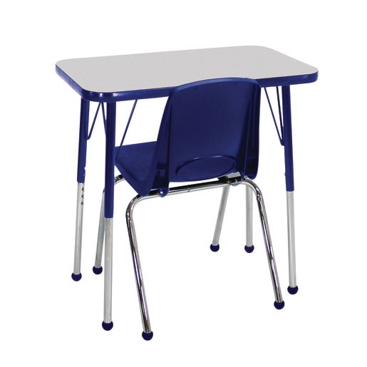 Single Student Table with 12"H Chair Set, Gray-Blue