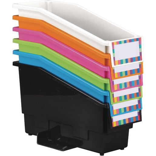 Durable Book & Binder Holders + Stabilizer Wing & Label Holder, Set of 6 - Neon Pop