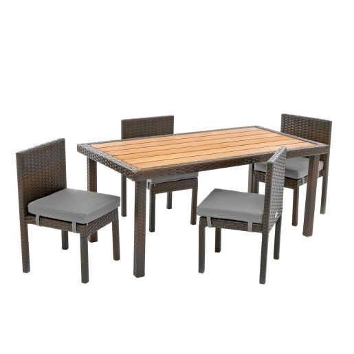 Excellerations® Outdoor Wicker Dining Set, 5-Piece Set with Table and 4 Chairs (Preschool Height)
