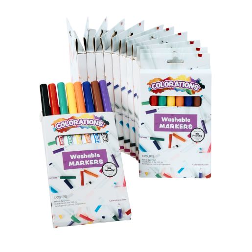Colorations® Washable Markers - 12 Sets, 8 Colors, Total 96