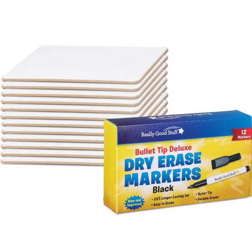 9" X 6" Mini-Magnetic Dry Erase Boards - Set Of 12 Boards and 12 Markers