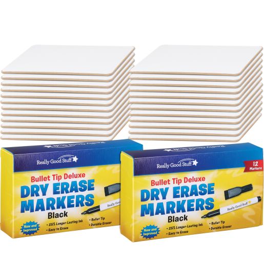 9" X 6" Mini-Magnetic Dry Erase Boards - Set Of 24 Boards and 24 Markers