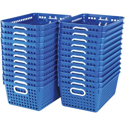 Classroom Library Large Book Baskets and Label Holder Kit - 24 baskets, 24 label holders