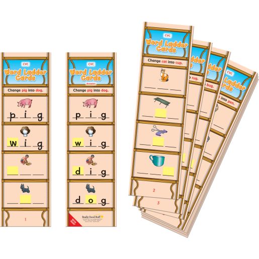 Really Good Stuff® CVC Word Ladder Cards - 28 cards