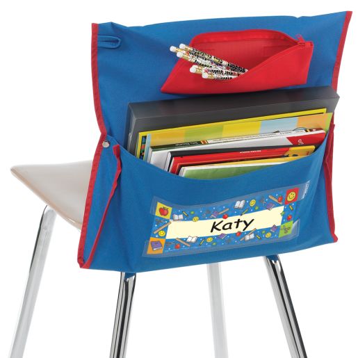Deluxe Chair Pockets with Pencil Case - 6 Pack - Blue-Red