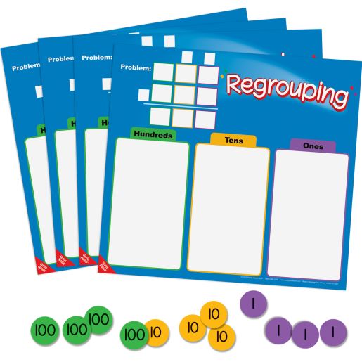 Regrouping Mats And Manipulatives Kit - 4 mats, 216 chips