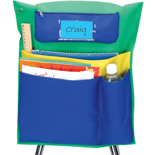 Deluxe Multi-Pocket Chair Pockets with Pencil Case and Water Bottle Holder - 36 Pack - Green-Blue