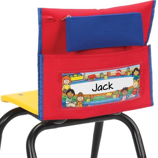 Early Childhood Deluxe Chair Pockets with Pencil Case- 36 Pack - Red-Blue