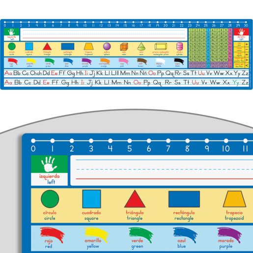 Spanish-English 120 Grid With Number Line Self-adhesive Vinyl Desktop Helpers™ - 24 helpers