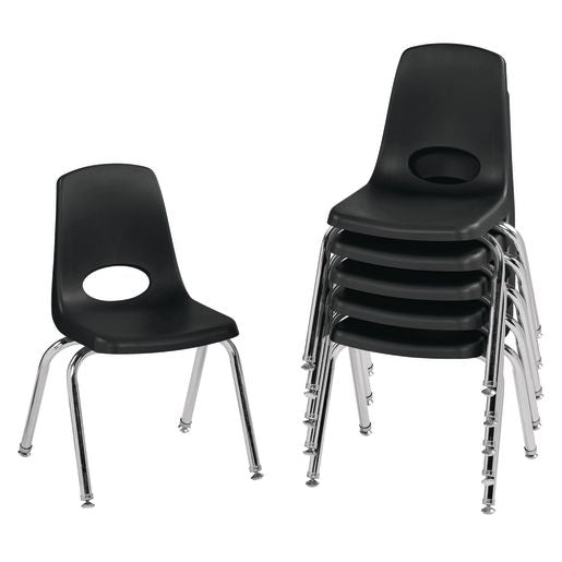 14"H Black Stacking Chairs - Set of 6