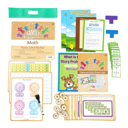 Family Engagement Math - Practice, Solve & Play Pack - Second Grade