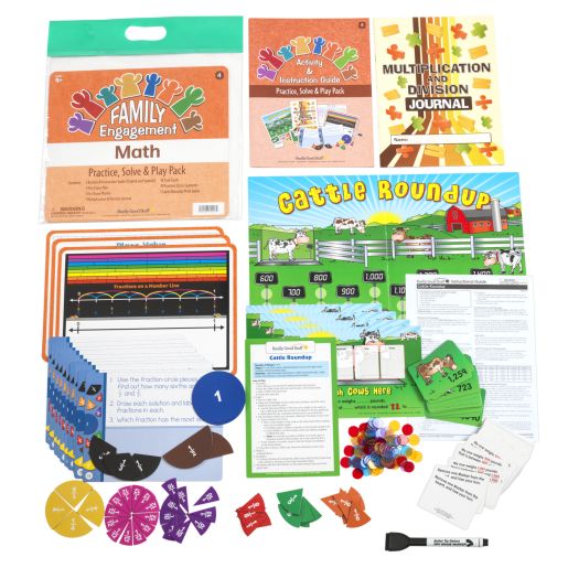 Family Engagement Math - Practice, Solve & Play Pack - Fourth Grade
