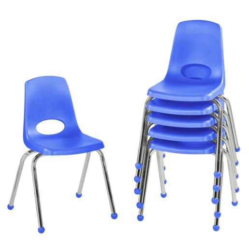 16" Stack Chair with Ball Glides - Blue, Set of 6