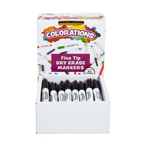 Colorations® Dry Erase Markers - Black Fine Tip - Set of 36