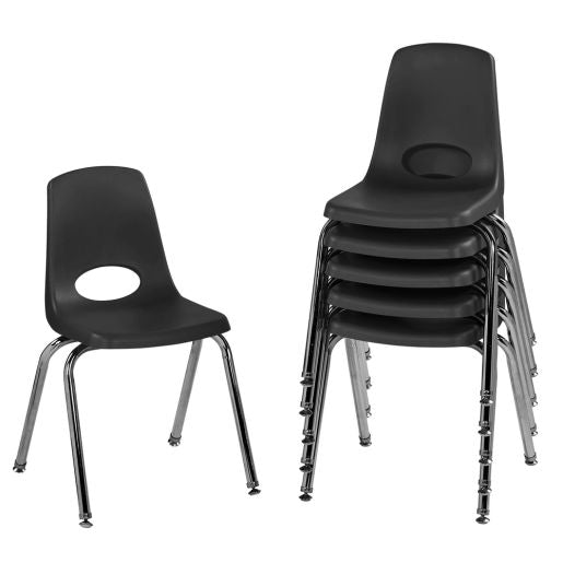 16in Black Stack Chair with Swivel Glides - 6 Pack
