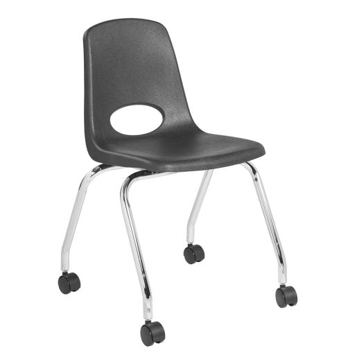 18" Black Mobile Chair with Casters, 2-Pack