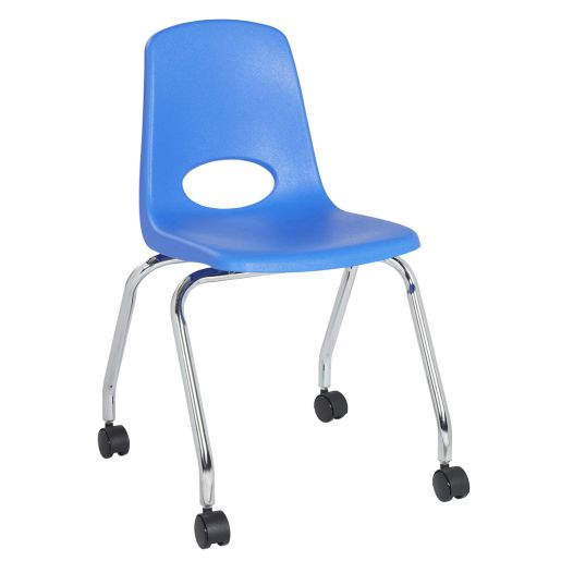 18" Blue Mobile Chair with Casters, 2-Pack