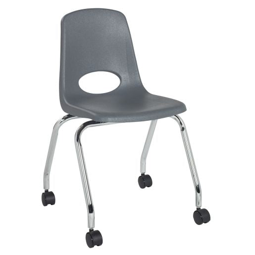 18" Gray Mobile Chair with Casters, 2-Pack